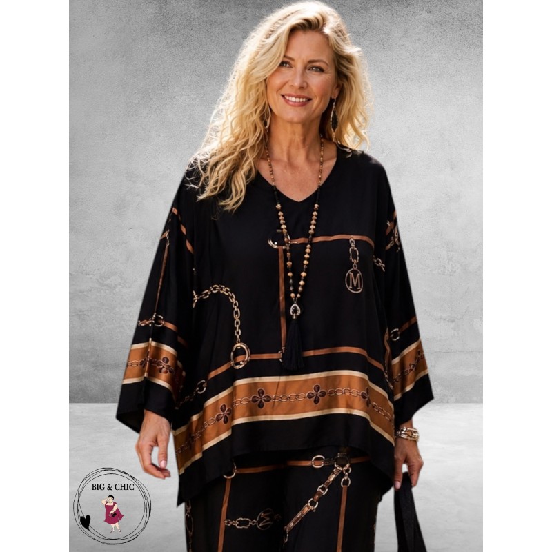 Frenzi Tweedelige Pak Zwart/Luxe Print