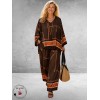 Frenzi Tweedelige Pak Bruin/Luxe Print