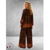 Frenzi Tweedelige Pak Bruin/Luxe Print