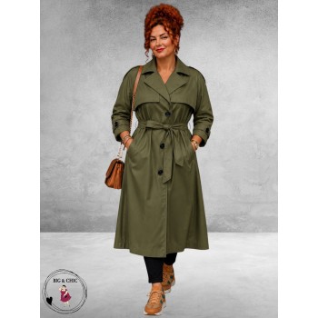 Frenzi Trenchcoat Leerlook Kaki