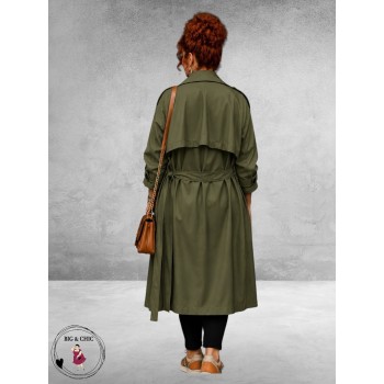 Frenzi Trenchcoat Leerlook Kaki