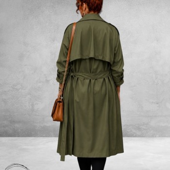 Frenzi Trenchcoat Leerlook Kaki