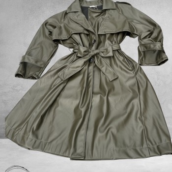 Frenzi Trenchcoat Leerlook Bordeaux