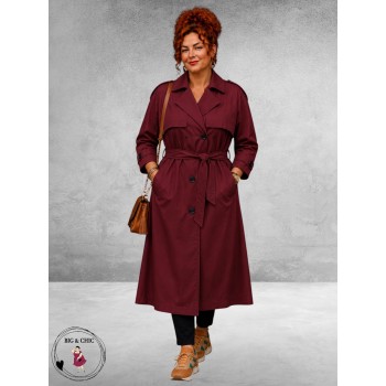 Frenzi Trenchcoat Leerlook Bordeaux