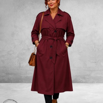 Frenzi Trenchcoat Leerlook Bordeaux