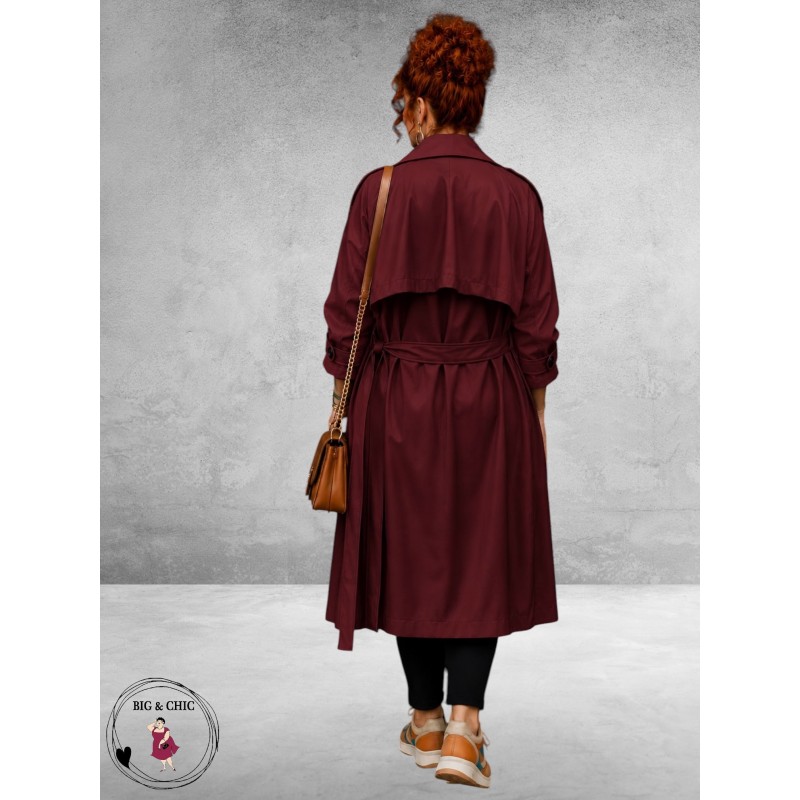 Frenzi Trenchcoat Leerlook Bordeaux