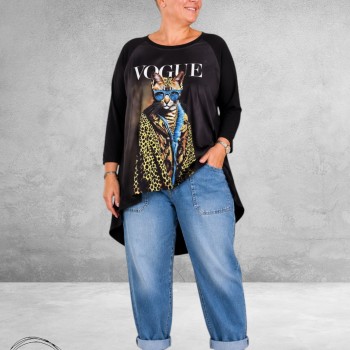 Frenzi Shirt A-Lijn Artistieke Vogue Leo