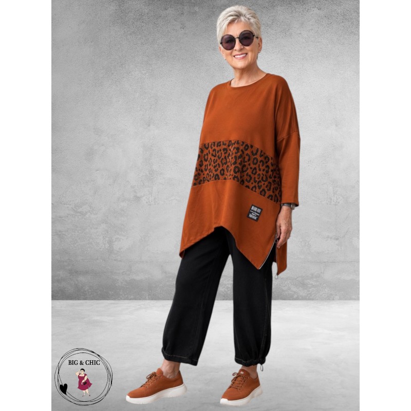 Frenzi Tuniek Roestbruin Met Panterdetail