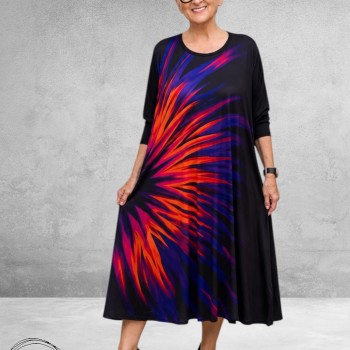 Frenzi Jurk Jersey Artistieke Print Multikleur