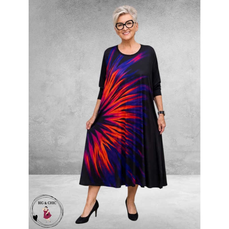 Frenzi Jurk Jersey Artistieke Print Multikleur