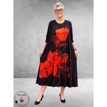 Frenzi Jurk Jersey Vurige Bloemenprint