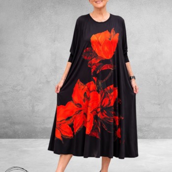Frenzi Jurk Jersey Vurige Bloemenprint