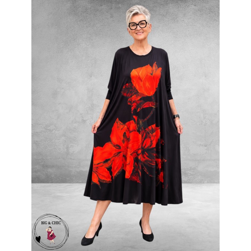 Frenzi Jurk Jersey Vurige Bloemenprint