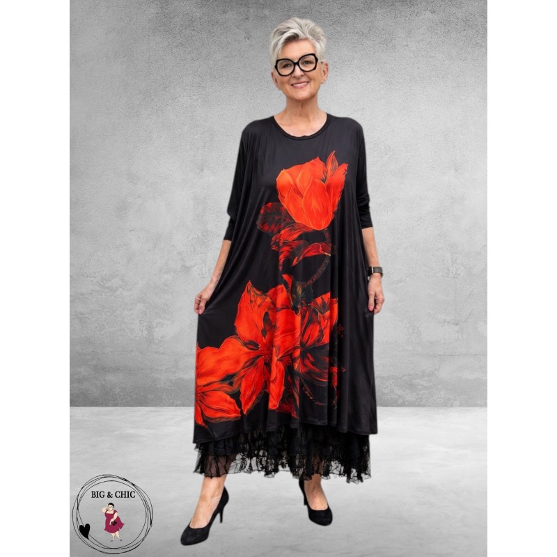 Frenzi Jurk Jersey Vurige Bloemenprint