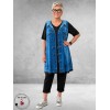 Frenzi Tuniek-Shirt 3D-Look Giletprint Jeansblauw