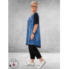 Frenzi Tuniek-Shirt 3D-Look Giletprint Jeansblauw
