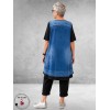 Frenzi Tuniek-Shirt 3D-Look Giletprint Jeansblauw