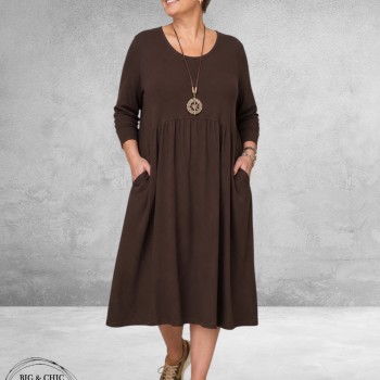 FRENZI Jurk Katoen Casual Bruin