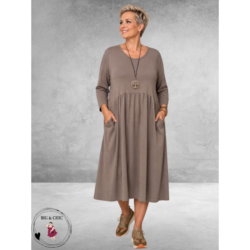 FRENZI Jurk Katoen Casual Taupe
