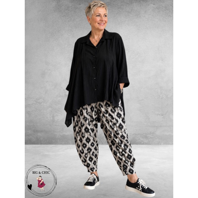 Frenzi Blouse Asymmetrisch Zwart