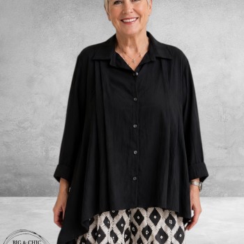 Frenzi Blouse Asymmetrisch Zwart