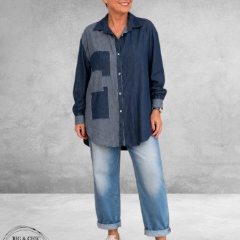 FRENZI Jeansblouse Stoer Patches