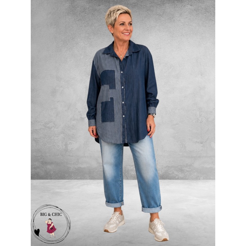 FRENZI Jeansblouse Stoer Patches