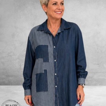 FRENZI Jeansblouse Stoer Patches
