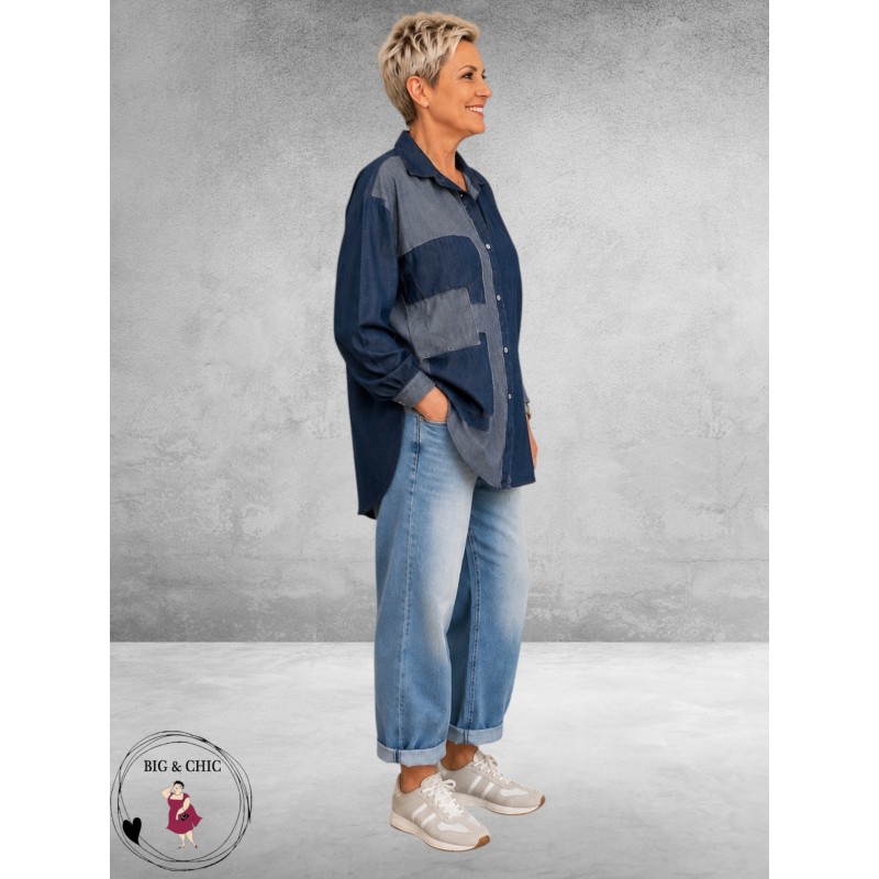 FRENZI Jeansblouse Stoer Patches