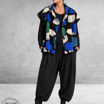 Frenzi Gilet Stoer Zwart/Blauw/Creme