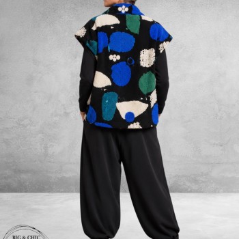 Frenzi Gilet Stoer Zwart/Blauw/Creme