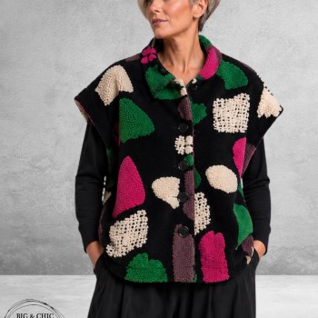 Frenzi Gilet Stoer Zwart/Fuchsia/Creme