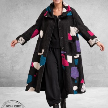 FRENZI Mantel Zwart Kleur Accenten