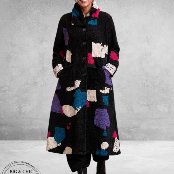 FRENZI Mantel Zwart Kleur Accenten