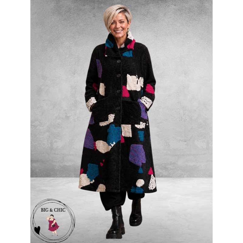 FRENZI Mantel Zwart Kleur Accenten