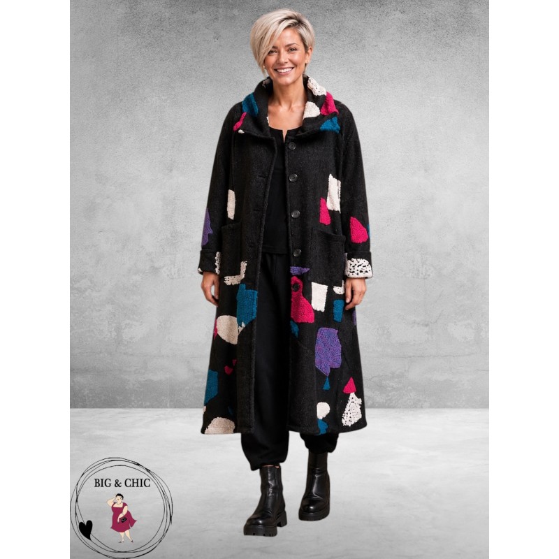 FRENZI Mantel Zwart Kleur Accenten
