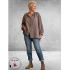 FRENZI Blouse Ruit Aubergine/Beige/Bruin
