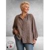 FRENZI Blouse Ruit Aubergine/Beige/Bruin