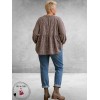 FRENZI Blouse Ruit Aubergine/Beige/Bruin