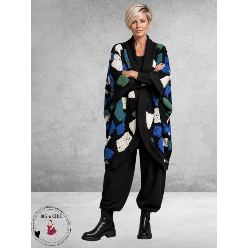 FRENZI Jas Oversize Zwart/Blauw/Groen