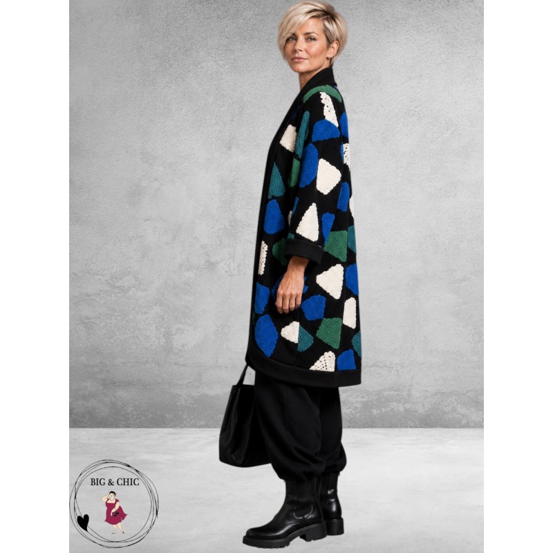 FRENZI Jas Oversize Zwart/Blauw/Groen