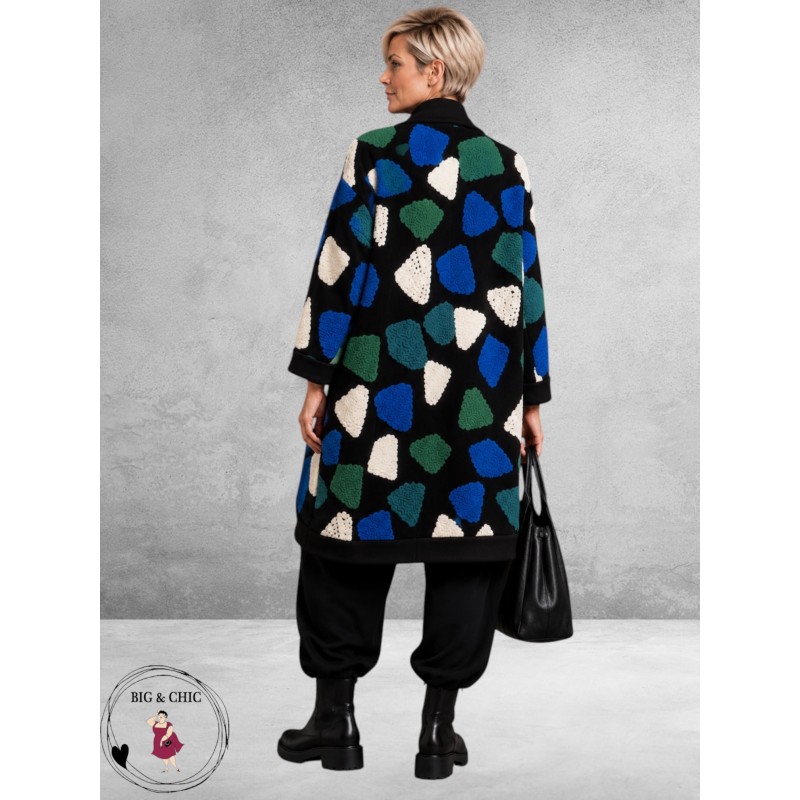 FRENZI Jas Oversize Zwart/Blauw/Groen