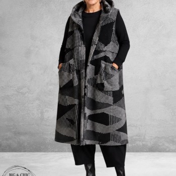 FRENZI Gilet/Vest Lang  Grijs/Zwart