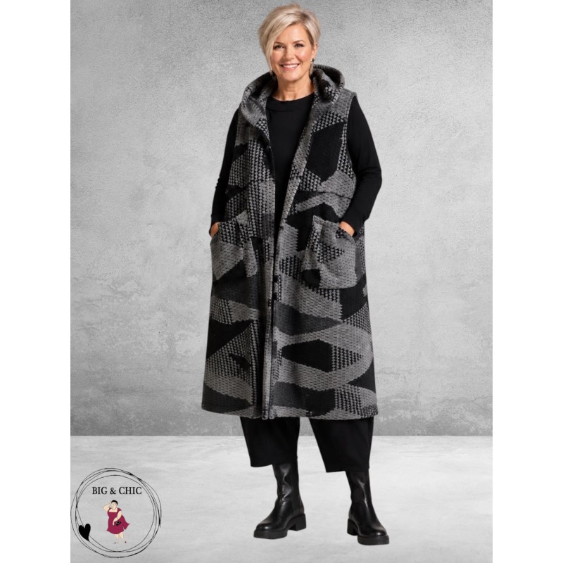 FRENZI Gilet/Vest Lang  Grijs/Zwart