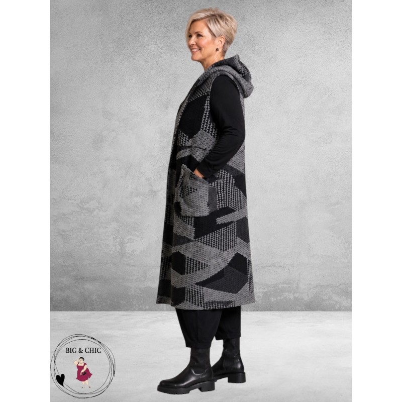 FRENZI Gilet/Vest Lang  Grijs/Zwart