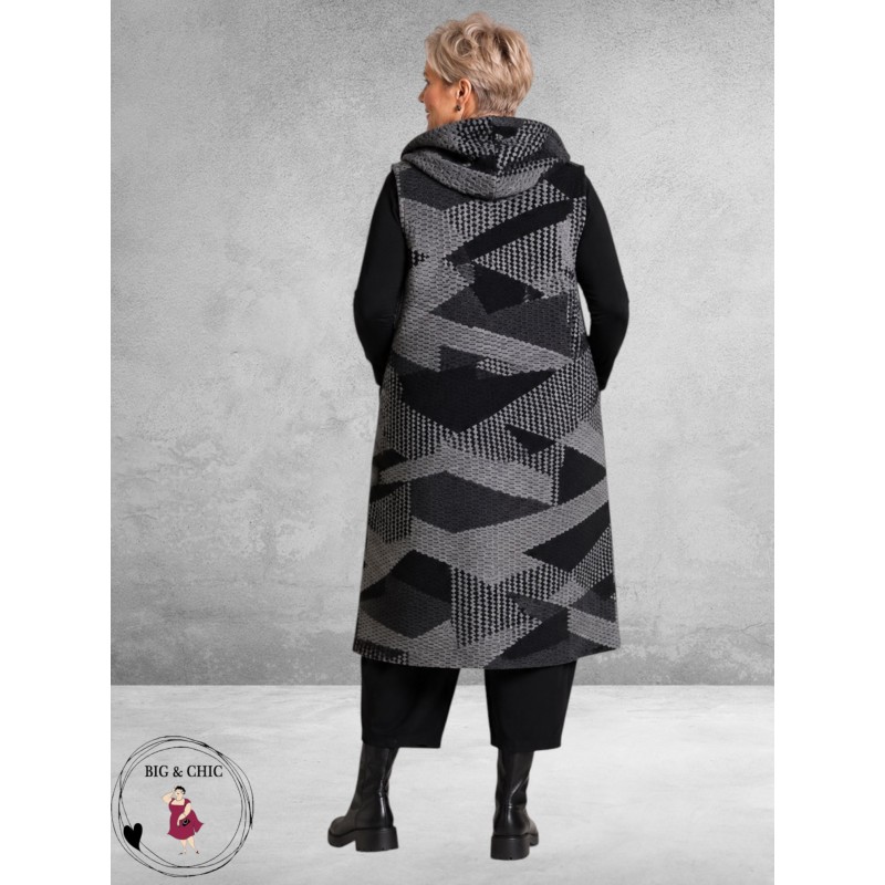FRENZI Gilet/Vest Lang  Grijs/Zwart