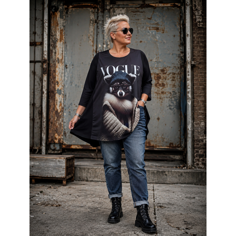 Frenzi Shirt A-Lijn Artistieke Wasbeer Vogue