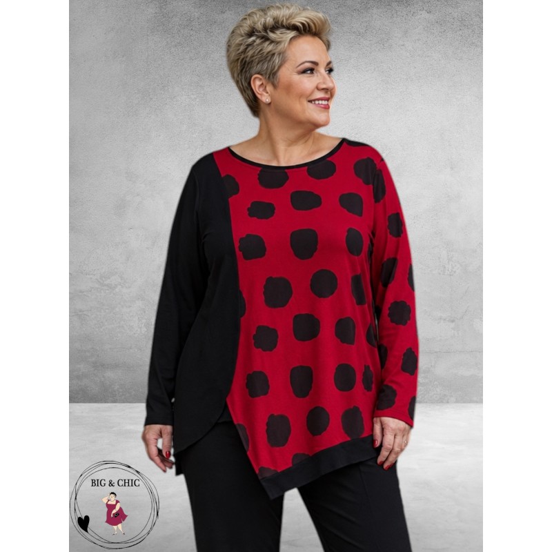 FRENZI Shirt Asymmetrisch Red Dots