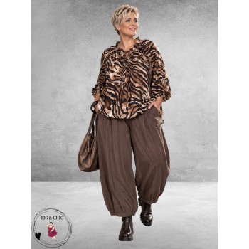 FRENZI Baggy Broek Stretchy Bruin