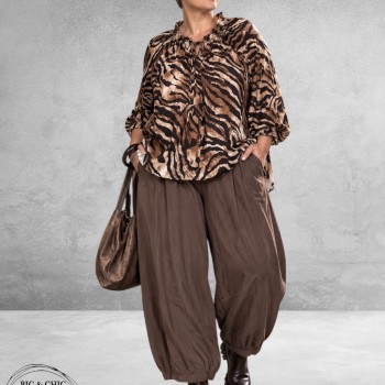 FRENZI Baggy Broek Stretchy Bruin